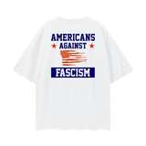 Oversize Deep Drop Shoulder Tee - 190 GSM-AMERICANS AGAINST FASCISM BACK DESIGN
