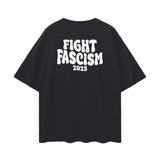 Oversize Deep Drop Shoulder Tee - 190 GSM-FIGHT FASCISM 2025 BACK DESIGN