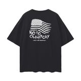 Oversize Deep Drop Shoulder Tee - 190 GSM-NO TO OLIGARCHY BACK DESIGN