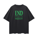 Oversize Deep Drop Shoulder Tee - 190 GSM- END WEALTH INEQUALITY