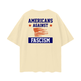 Oversize Deep Drop Shoulder Tee - 190 GSM-AMERICANS AGAINST FASCISM BACK DESIGN