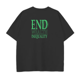 Drop Shoulder T-Shirt - 250 GSM-END WEALTH INEQUALITY/Back Side